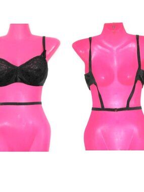vintage lingerie 1950s black lace backless bullet bra size 34b